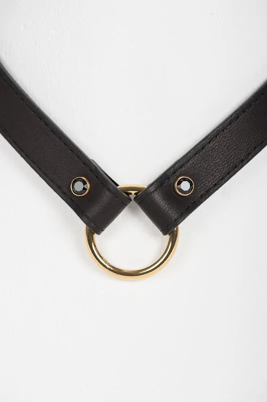 fr-ulein-kink-onyx-halsband-leder-schwarz-swarovski image 1