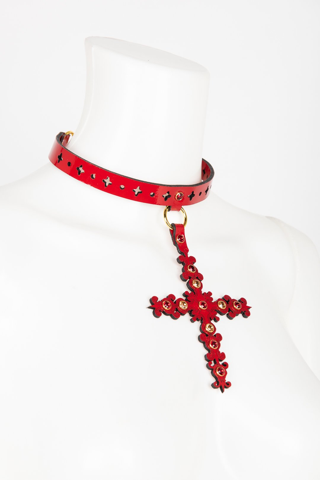 fr-ulein-kink-collars-rosso-choker-halsband-rot-kreuz image 4