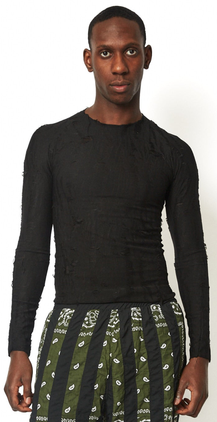 dennis-chuene-distressed-tee-t-shirt-schwarz-viskose image 3
