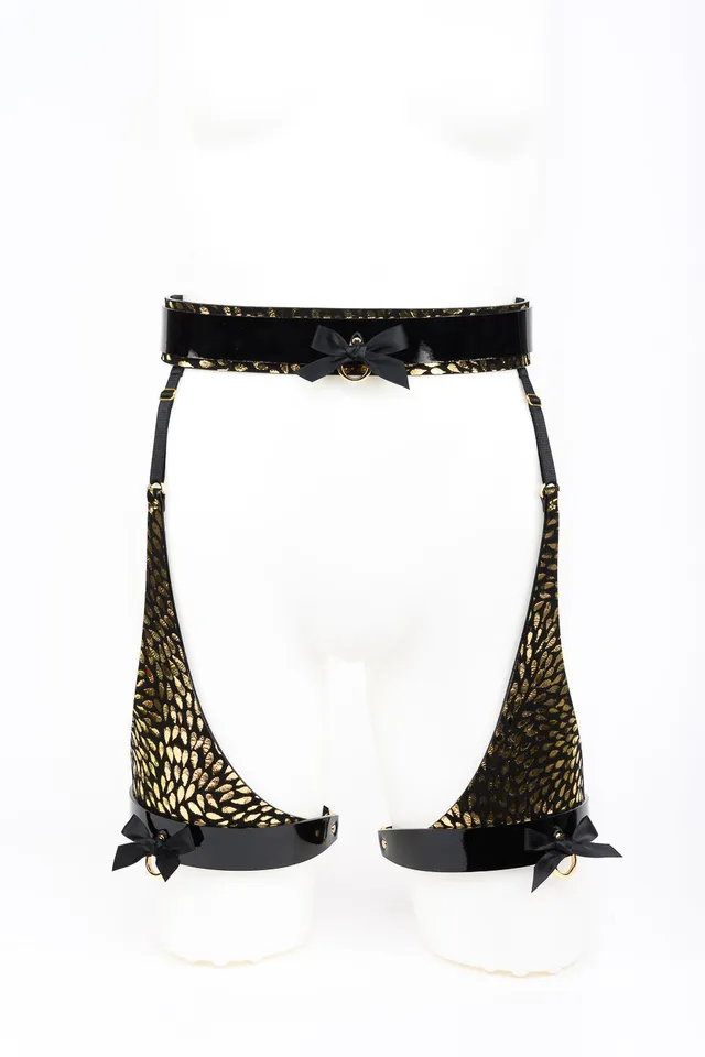 fraulein-kink-lingerie-deluxe-waist-belt-strapsg-rtel-one-gold image 1