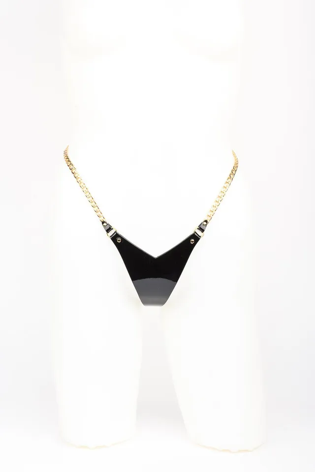 fr-ulein-kink-rica-mini-string-lack-schwarz-gold image 1