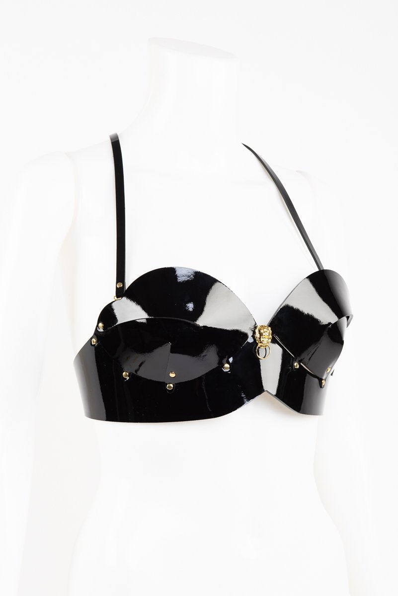 fraulein-kink-leone-bh-schwarz-lack-leder-l-wenkopf-gold image 7