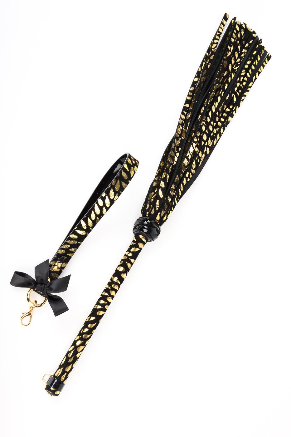 fr-ulein-kink-crops-deluxe-flogger-peitsche-gold-schwarz image 1