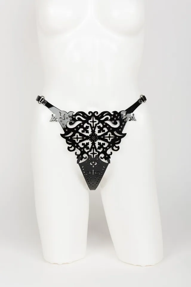 fr-ulein-kink-lingerie-nero-string-tanga-schwarz-lack-s-m image 1