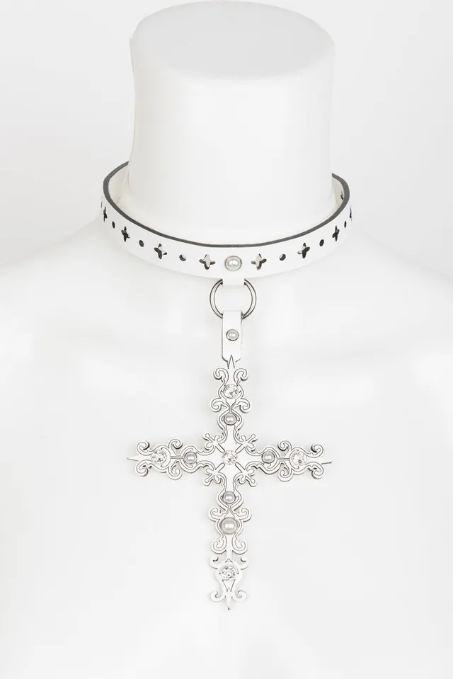 fr-ulein-kink-bianco-choker-halsband-wei-lack image 1