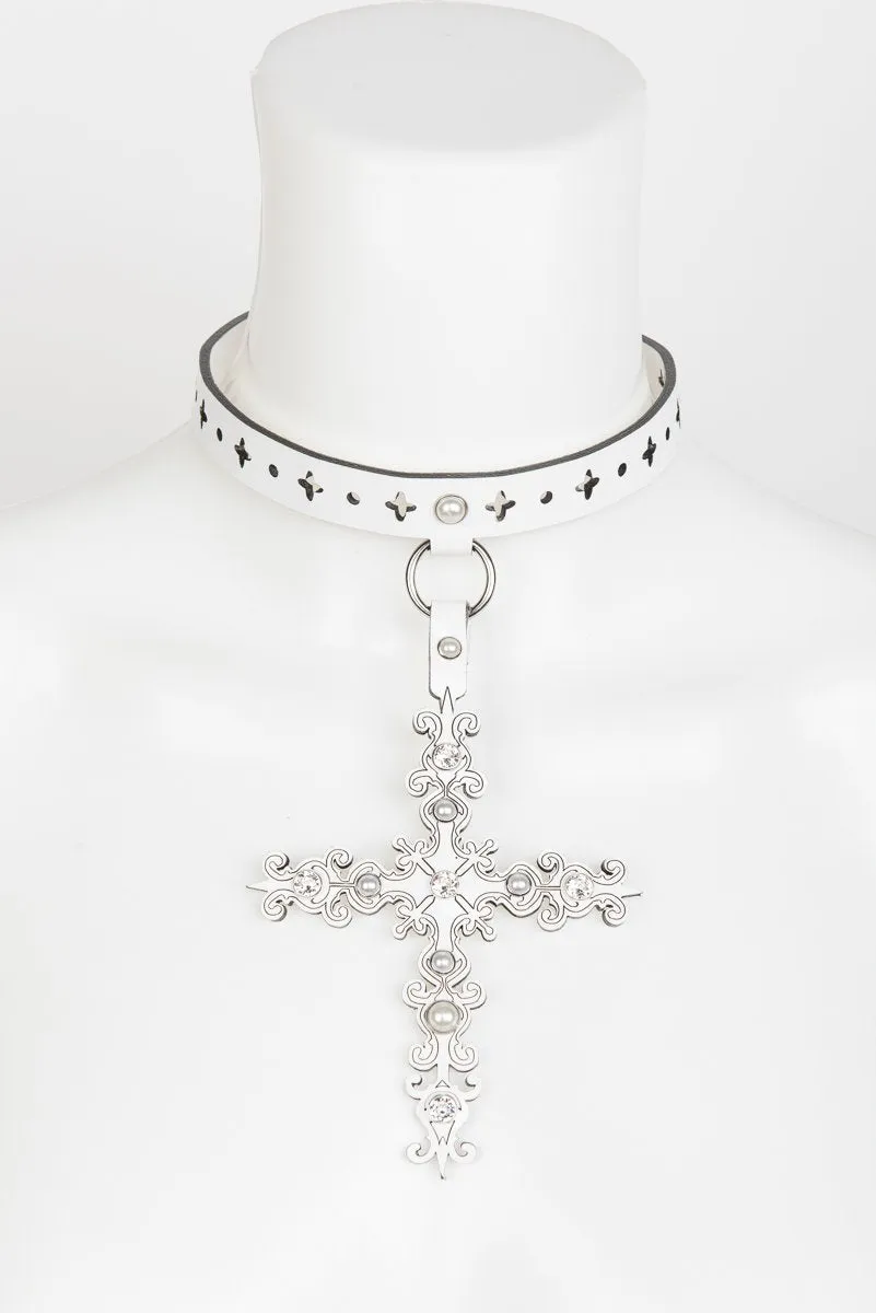 fr-ulein-kink-bianco-choker-halsband-wei-lack image 1