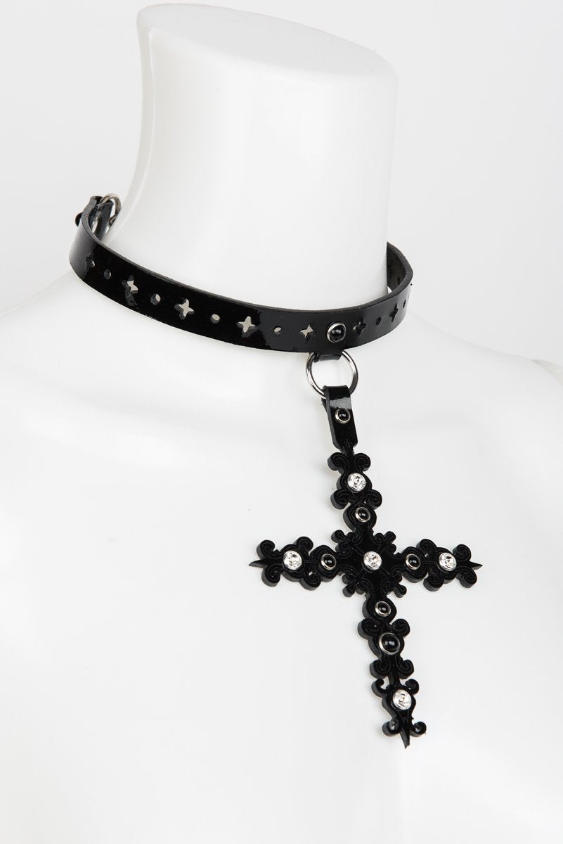 fr-ulein-kink-nero-choker-halsband-schwarz-lack-kreuz image 4