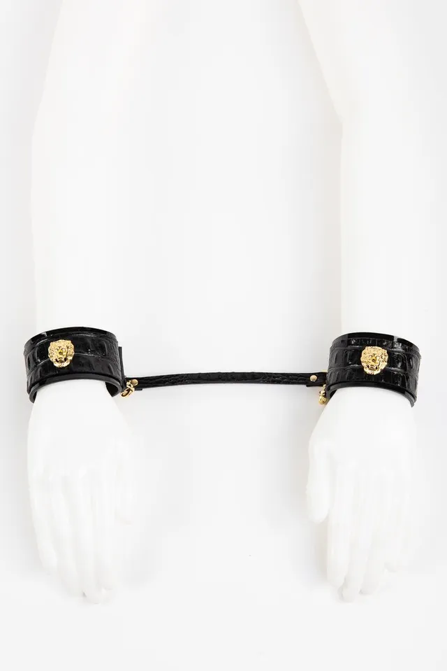 fr-ulein-kink-crocco-handfesseln-leder-schwarz-kroko-optik image 1