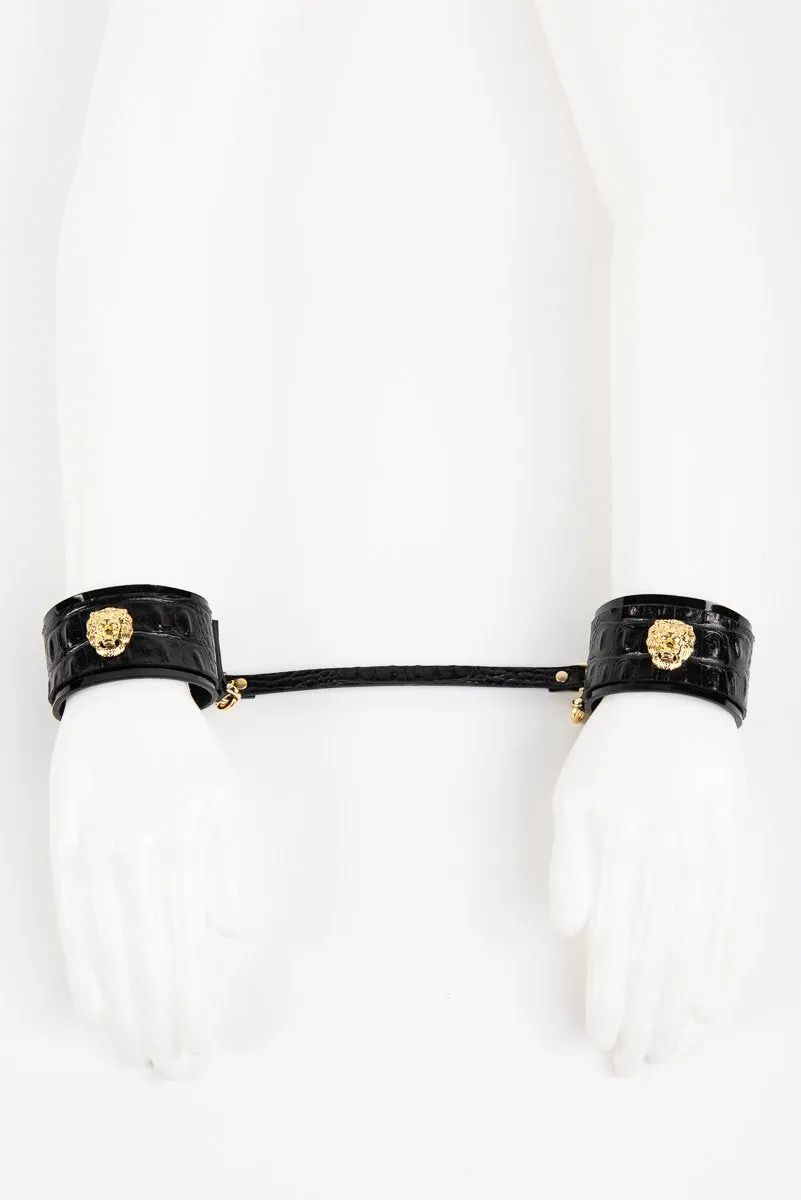 fr-ulein-kink-crocco-handfesseln-leder-schwarz-kroko-optik image 1