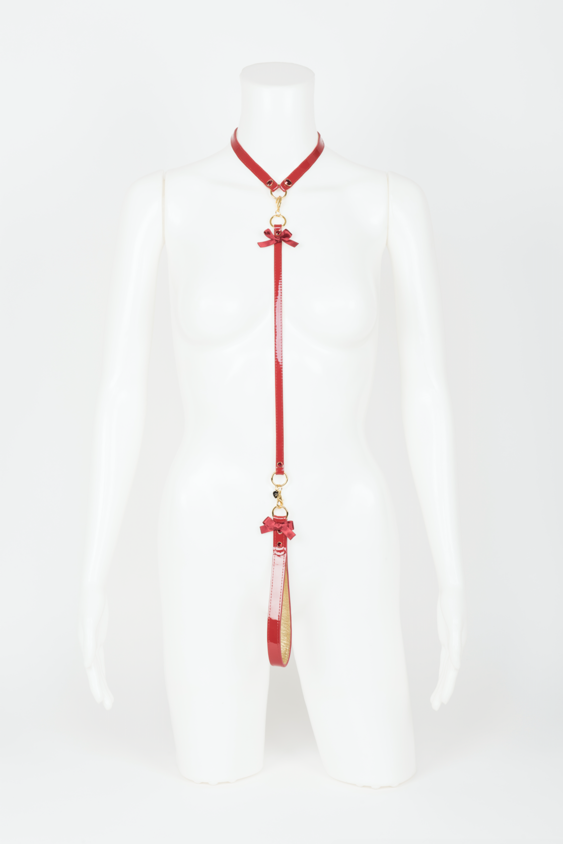 fr-ulein-kink-red-hot-lead-collar-halsband-lackleder-rot-gold image 1