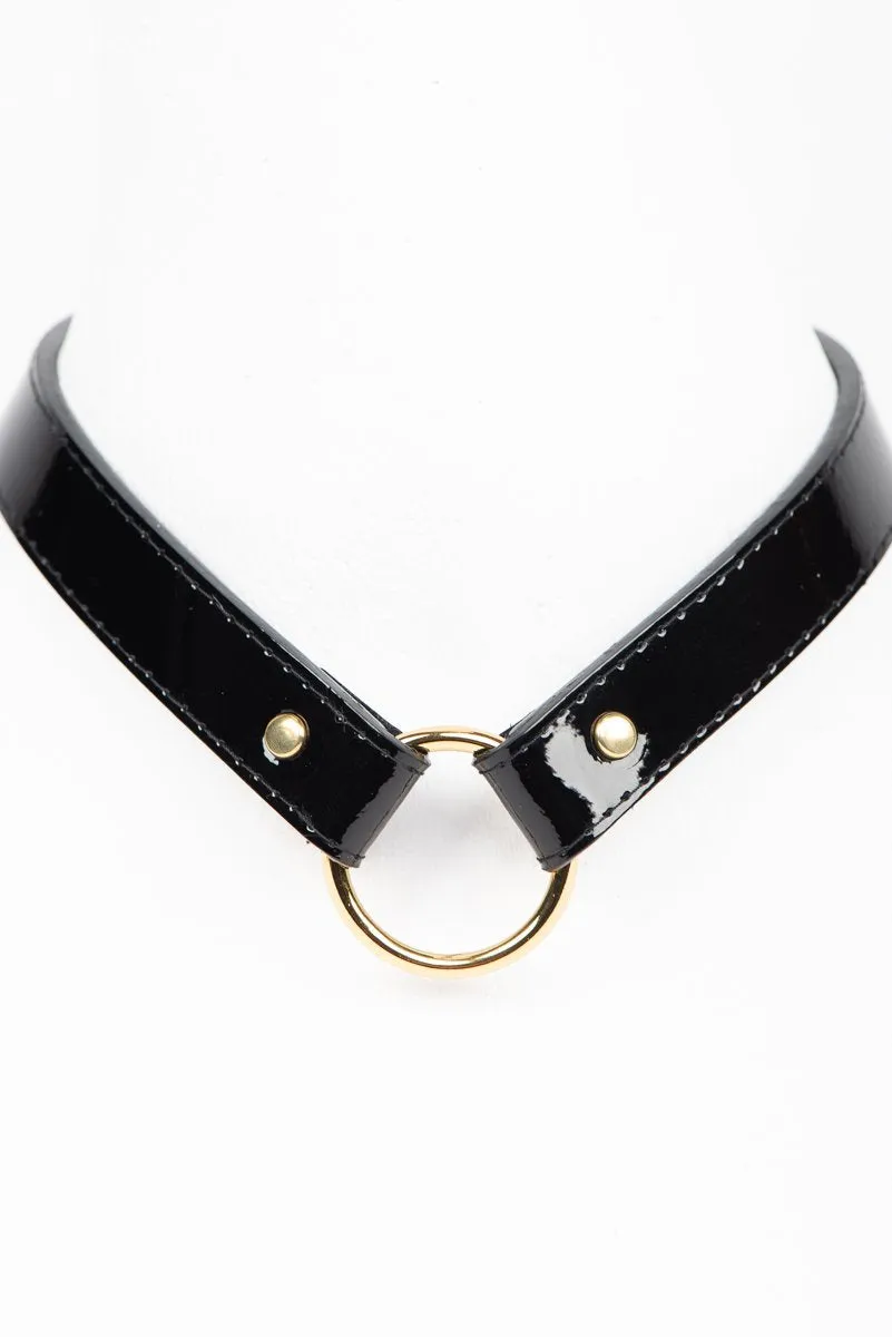 fr-ulein-kink-leone-collar-halsband-lackleder-schwarz-gold image 1