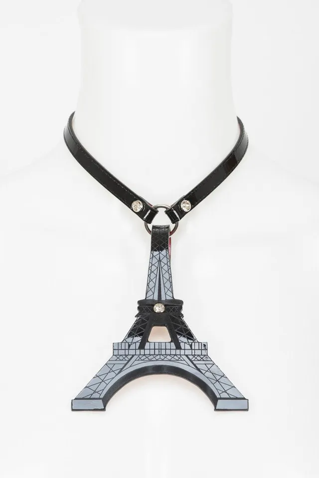 fru00e4ulein-kink-eiffel-collar-halsband-schwarz-rot-lackleder image 1