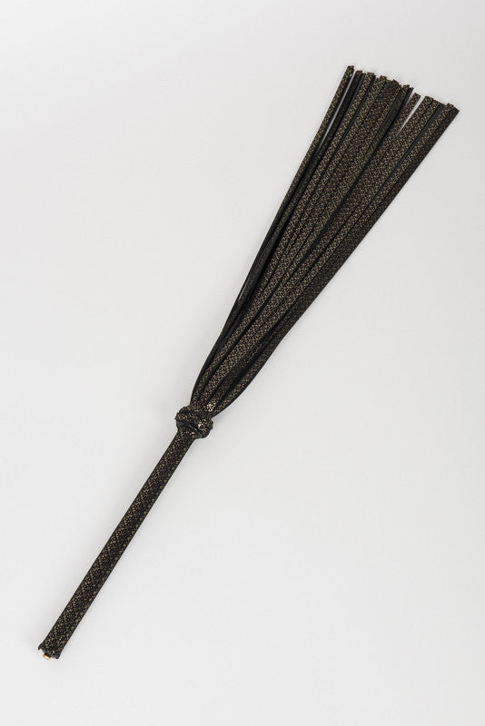 fraulein-kink-lush-flogger-lederpeitsche-schwarz-gold image 1