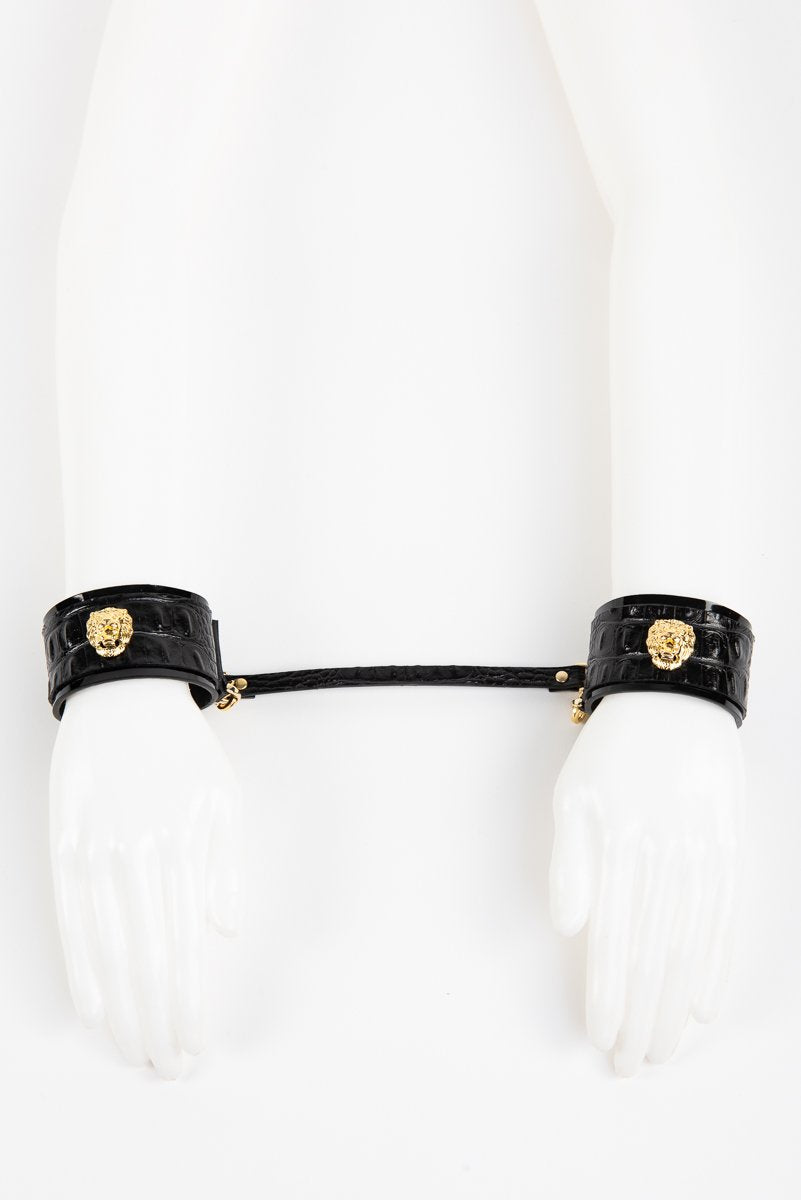 fr-ulein-kink-crocco-handfesseln-leder-schwarz-kroko-optik image 1