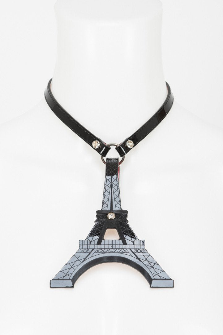 fru00e4ulein-kink-eiffel-collar-halsband-schwarz-rot-lackleder image 1