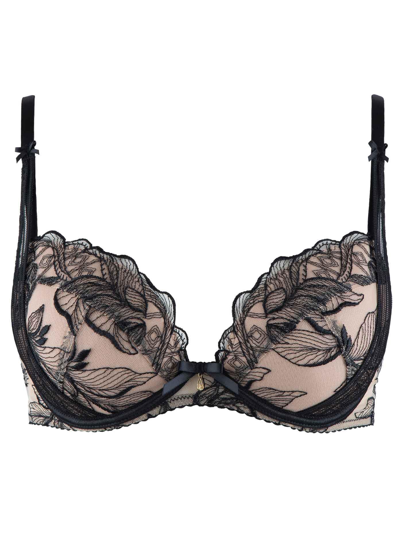 aubade-fleur-de-tattoo-plunge-bh-push-up-75e-schwarz image 1