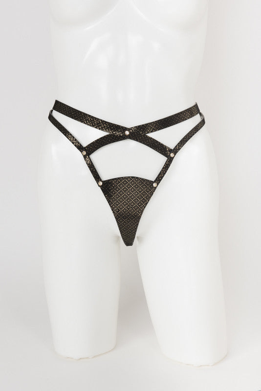 fr-ulein-kink-lush-string-lederslip-schwarz-gold-s-m image 1