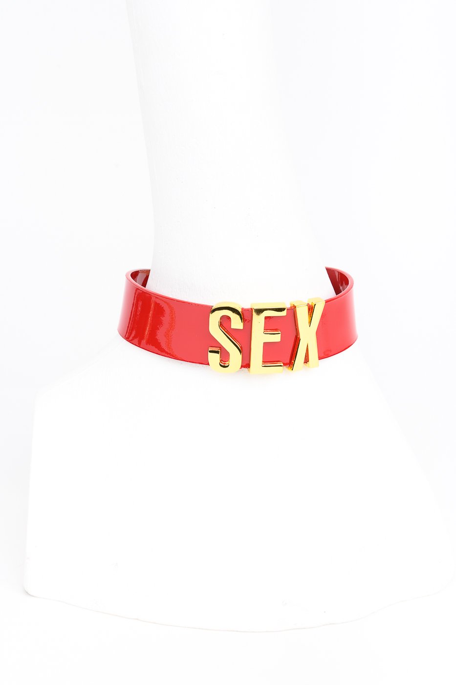 fraulein-kink-collars-roja-gold-letter-collar-halsband-rot image 1