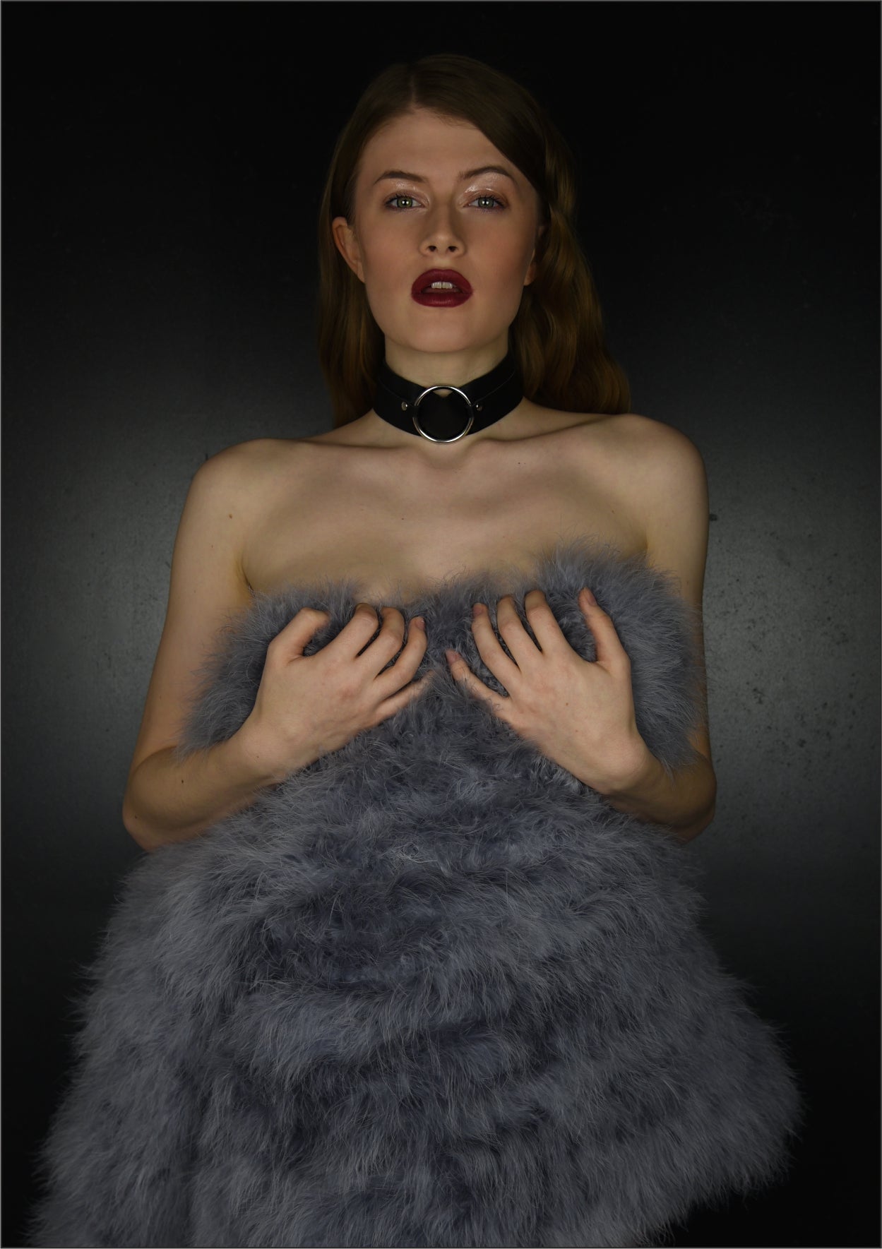 amoreze-tom-boy-leder-choker-halsband-schwarz-m-ring image 1