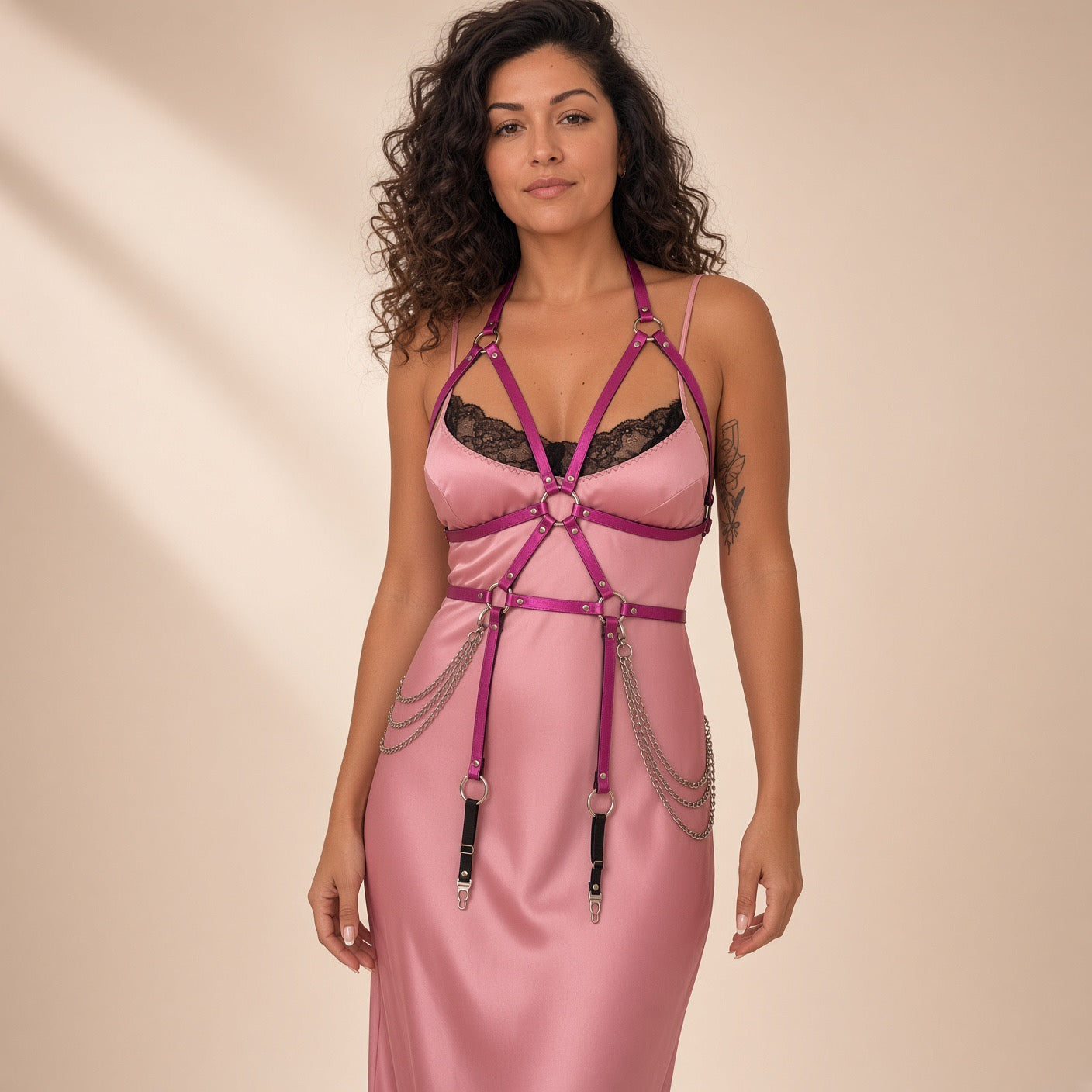 amoreze-neon-nights-playsuit-metallic-pink-leder-body image 1