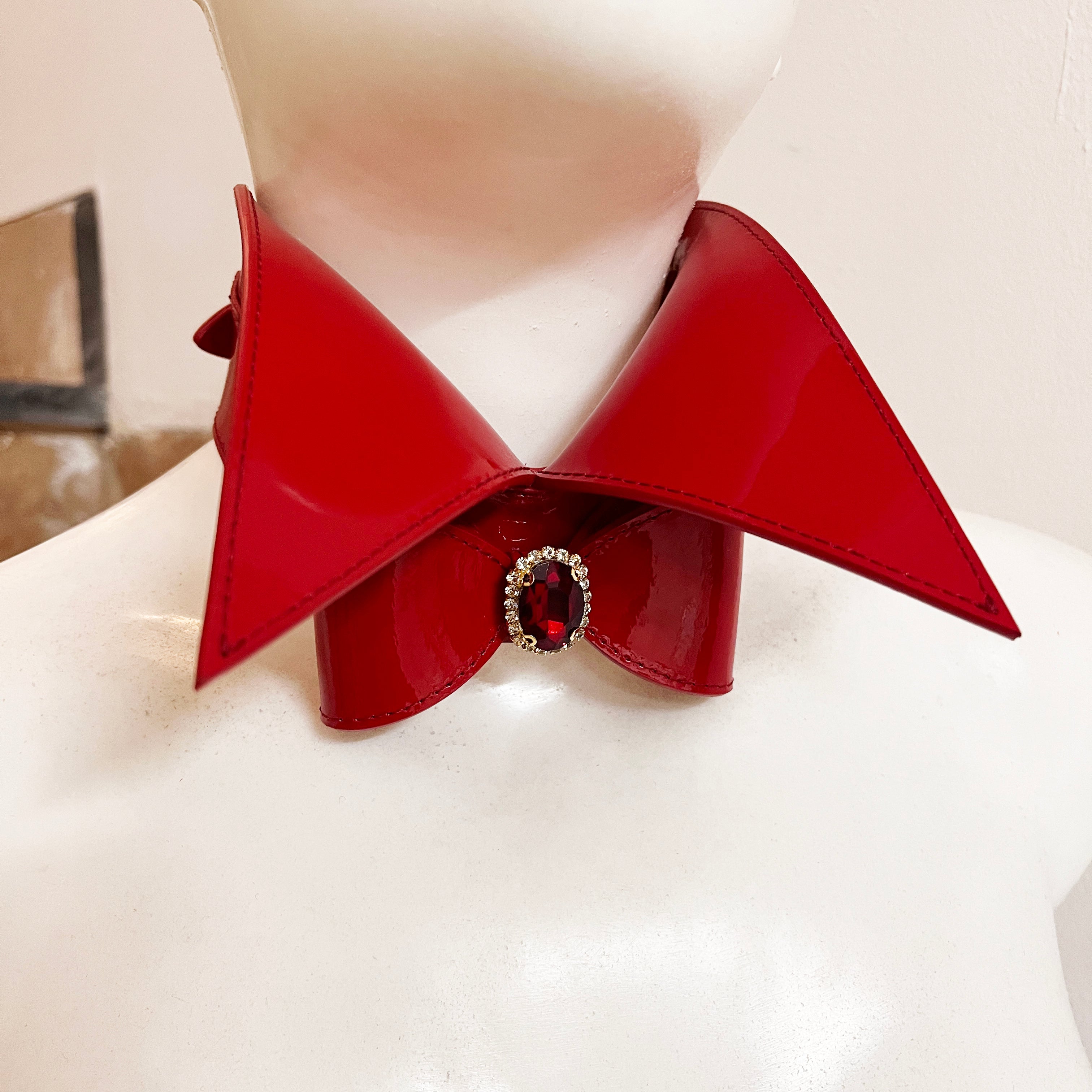 fr-ulein-kink-rouge-meister-collar-halsband-rot-lack-gold image 3