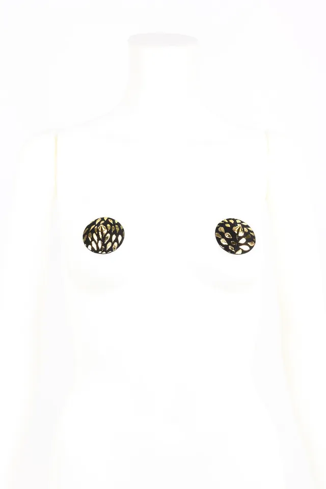 fr-ulein-kink-deluxe-spike-pasties-nippelcover-gold-schwarz image 1
