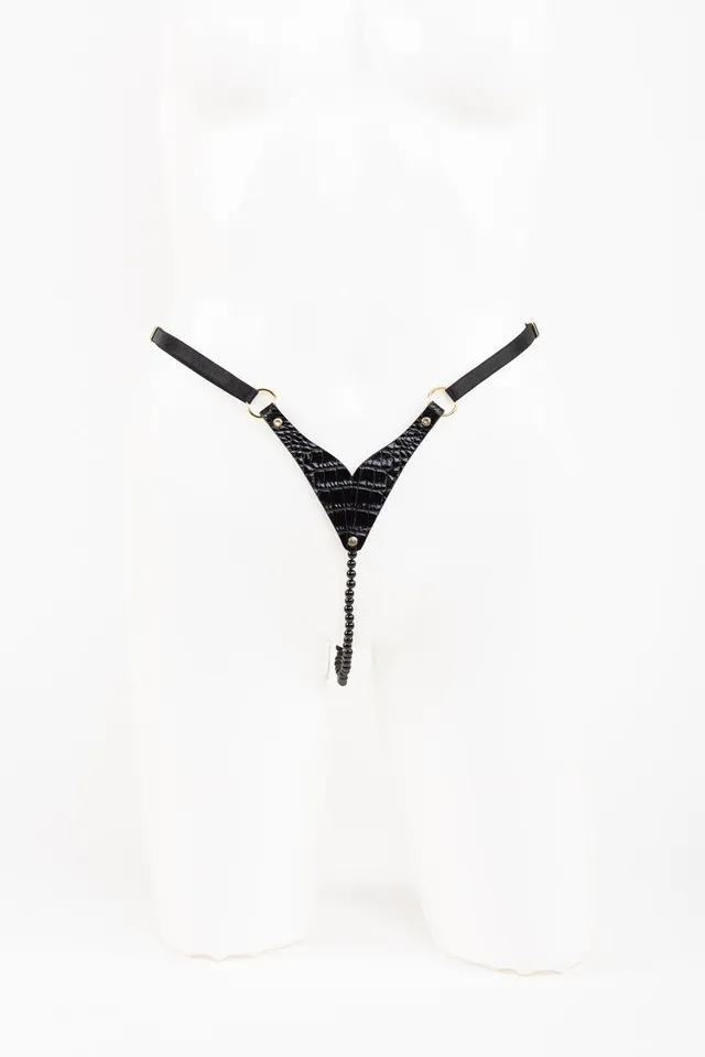 fr-ulein-kink-crocco-pearl-string-perlenstring-schwarz-leder image 1