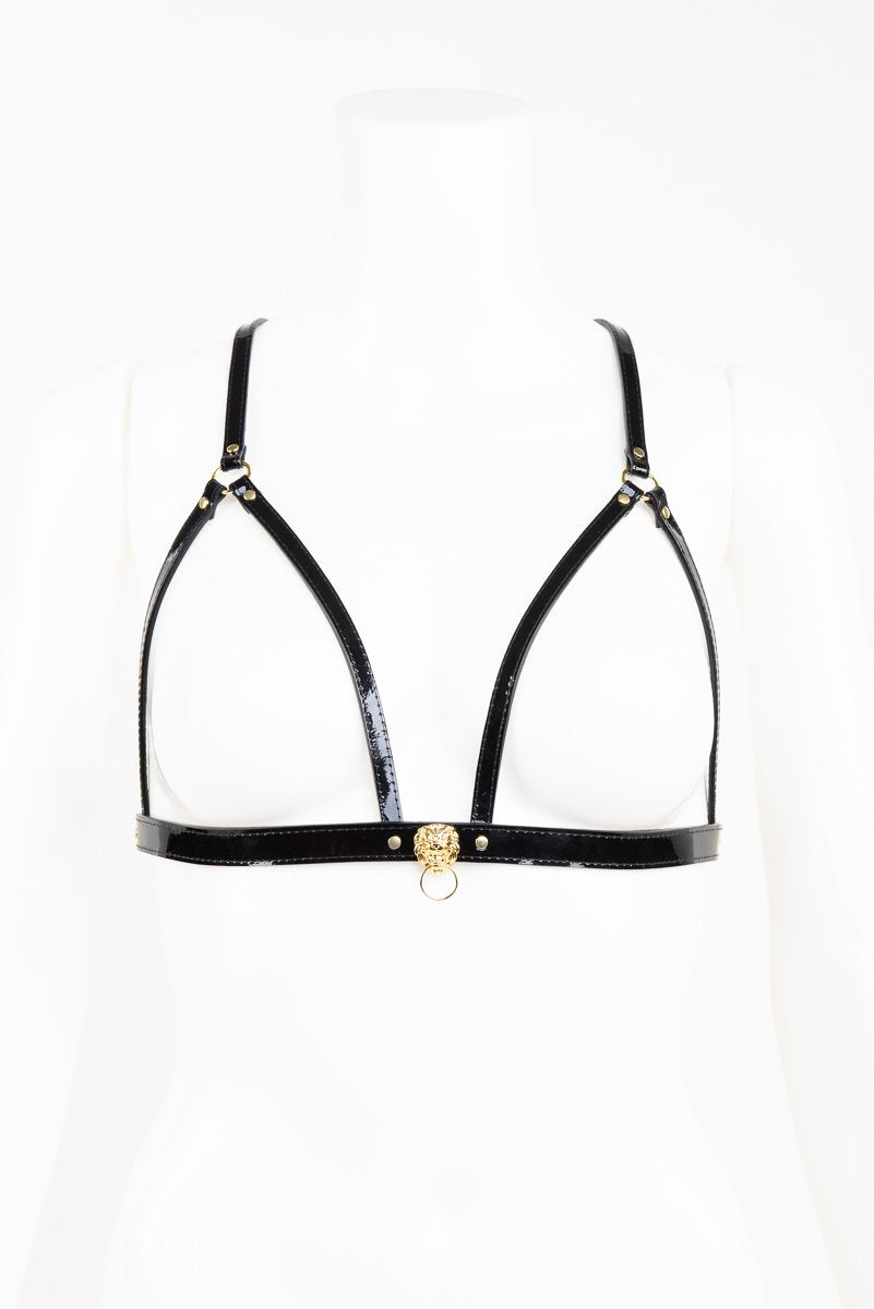 fr-ulein-kink-leone-cage-harness-bh-schwarz-lackleder image 1