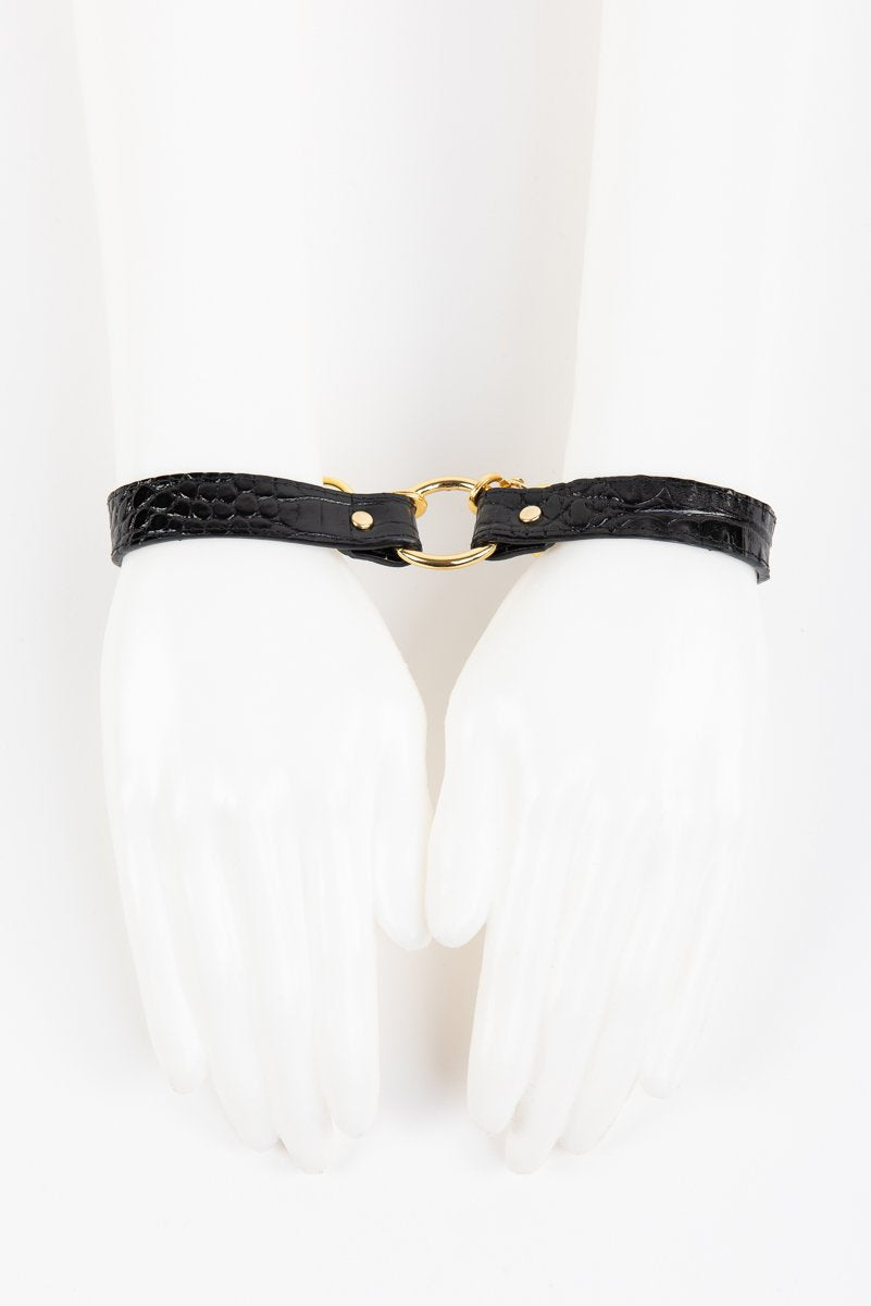 fr-ulein-kink-crocco-collar-halsband-leder-kroko-schwarz image 5