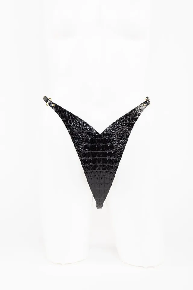 fr-ulein-kink-lingerie-crocco-string-ledertanga-schwarz image 1