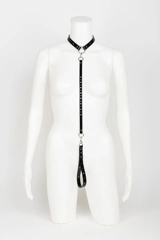 fr-ulein-kink-nero-lead-halsband-schwarz-lackleder-mit-leine image 1