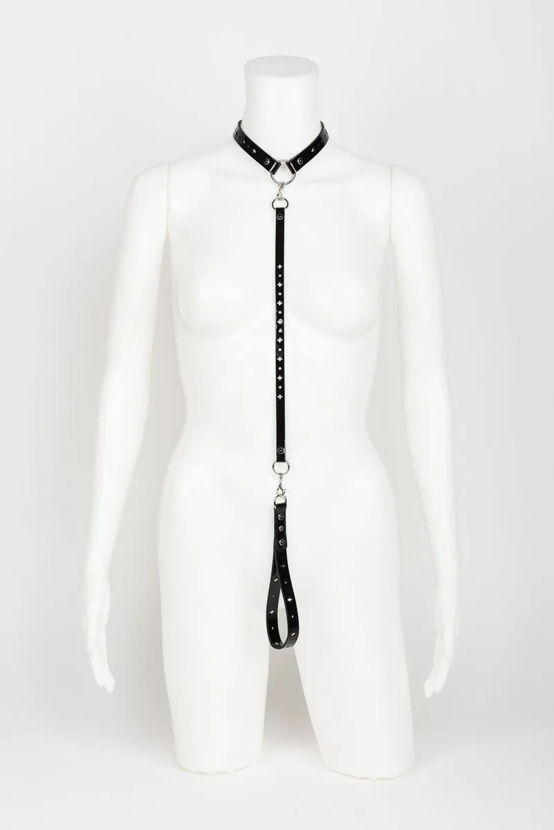 fr-ulein-kink-nero-lead-halsband-schwarz-lackleder-mit-leine image 1