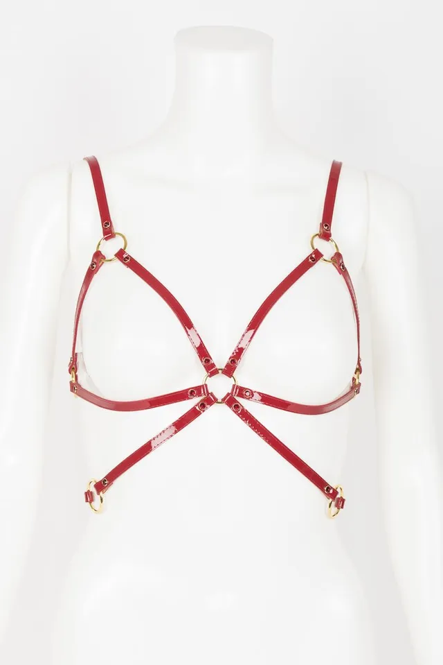 fraulein-kink-red-hot-cage-harness-bh-rot-gold-one-size image 1
