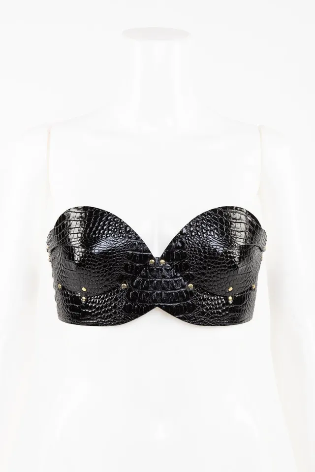 fr-ulein-kink-crocco-bra-leder-bh-schwarz-kroko-one image 1