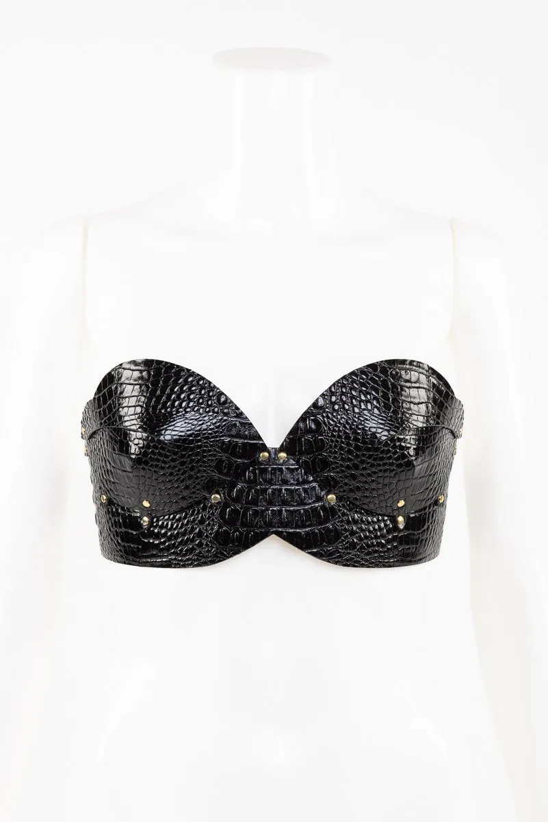 fr-ulein-kink-crocco-bra-leder-bh-schwarz-kroko-one image 1