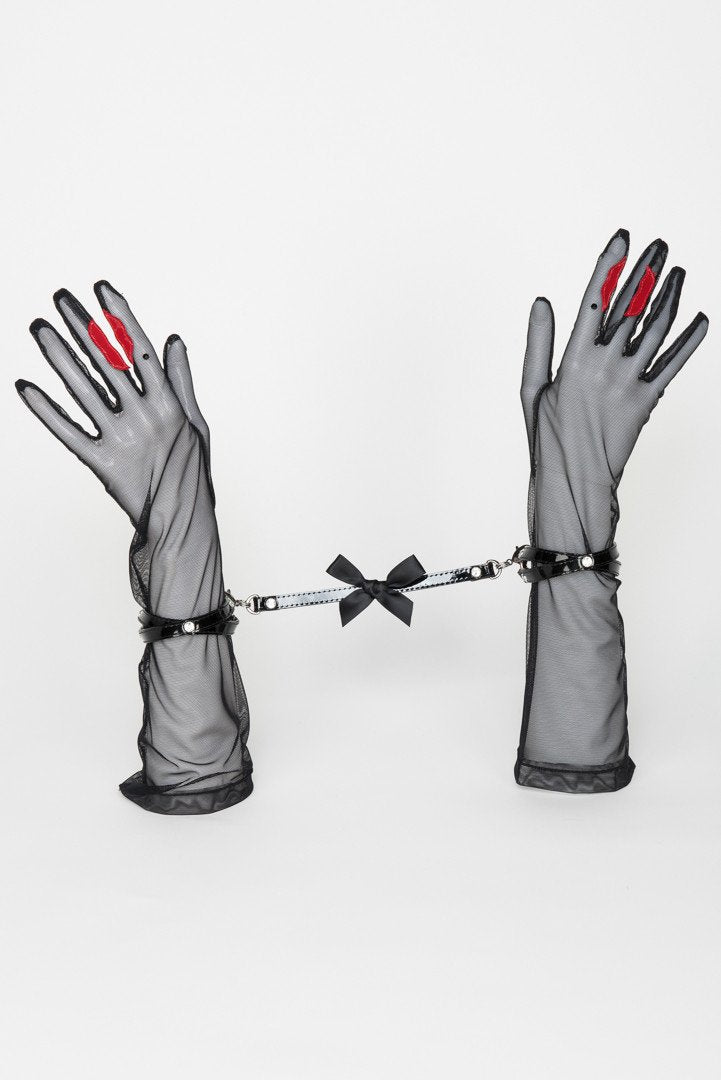 fr-ulein-kink-kiss-handschuhe-t-ll-lack-swarovski-manschette image 3