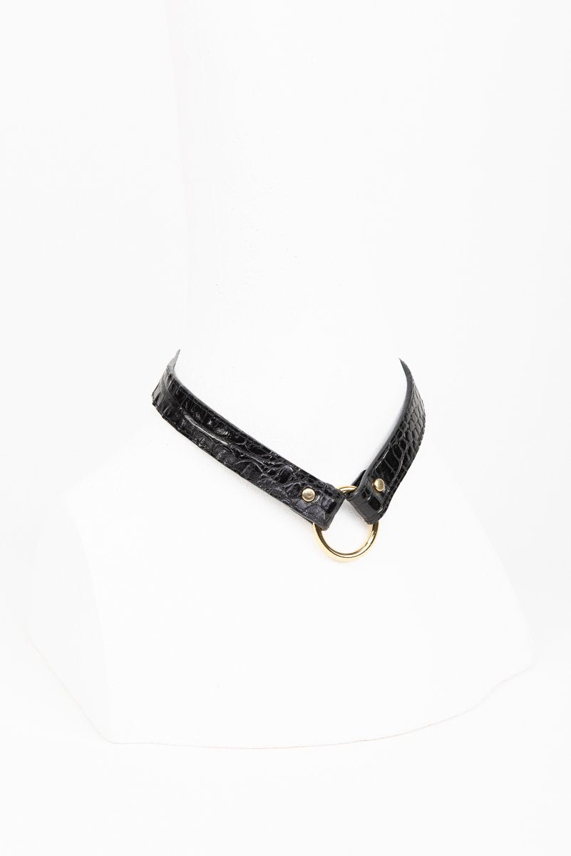 fr-ulein-kink-crocco-t-strap-fesseln-kroko-schwarz image 7