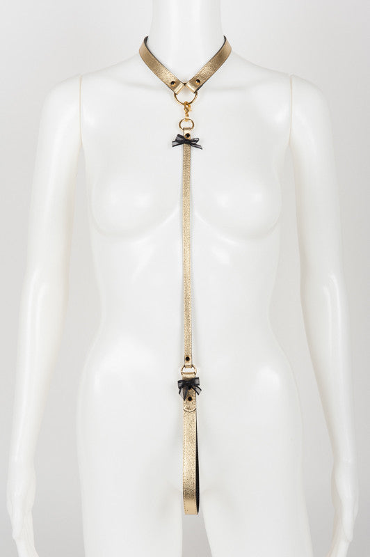 fr-ulein-kink-collars-oro-lead-halsband-gold-leine image 1