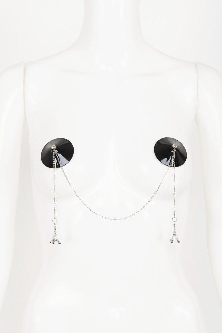 fr-ulein-kink-eiffel-chain-pasties-schwarz-silber-kette image 1
