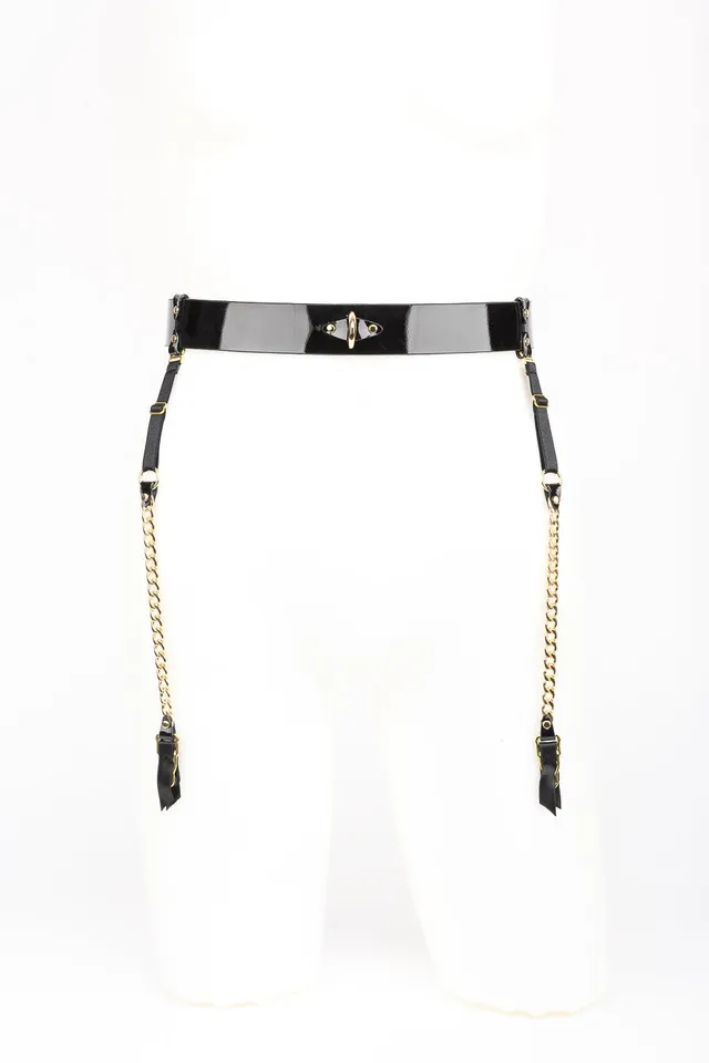 fr-ulein-kink-rica-strapsg-rtel-lackleder-schwarz-kette-one image 1