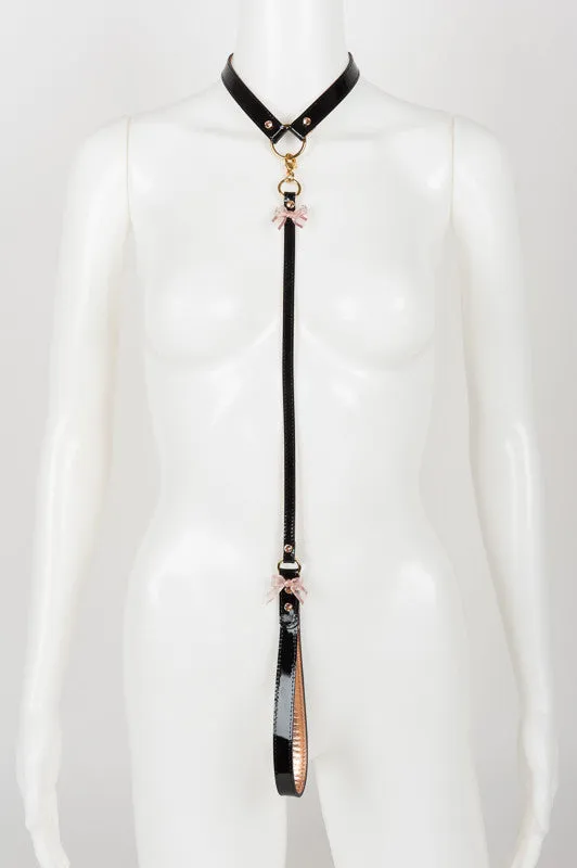 fraulein-kink-n-nette-halsband-mit-leine-rosegold-leder image 1