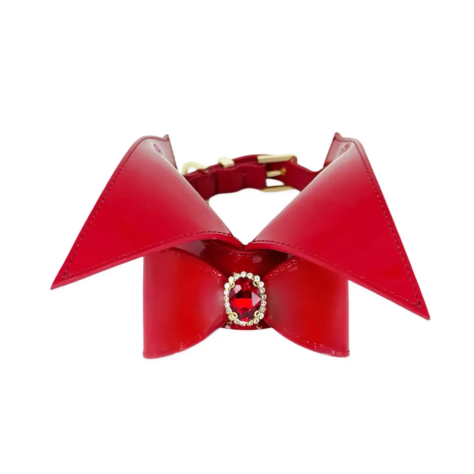 fr-ulein-kink-rouge-meister-collar-halsband-rot-lack-gold image 1