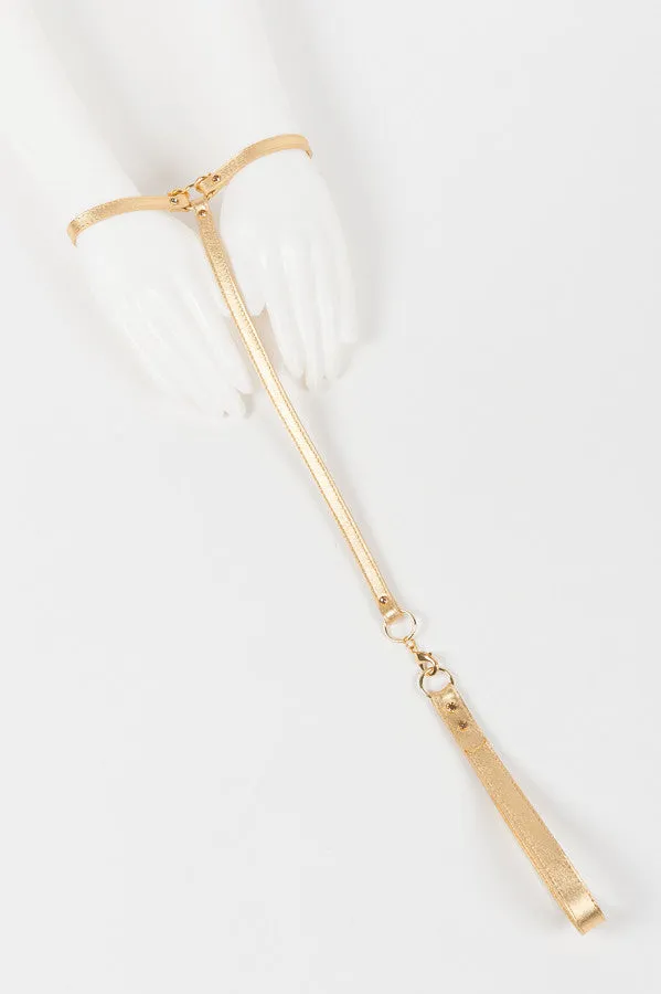 fr-ulein-kink-t-straps-champagne-t-strap-lederfesseln-gold image 1