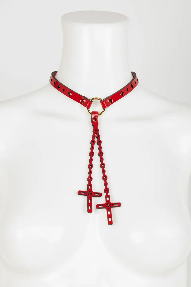 fr-ulein-kink-rosso-rosary-choker-rot-patentleder image 1