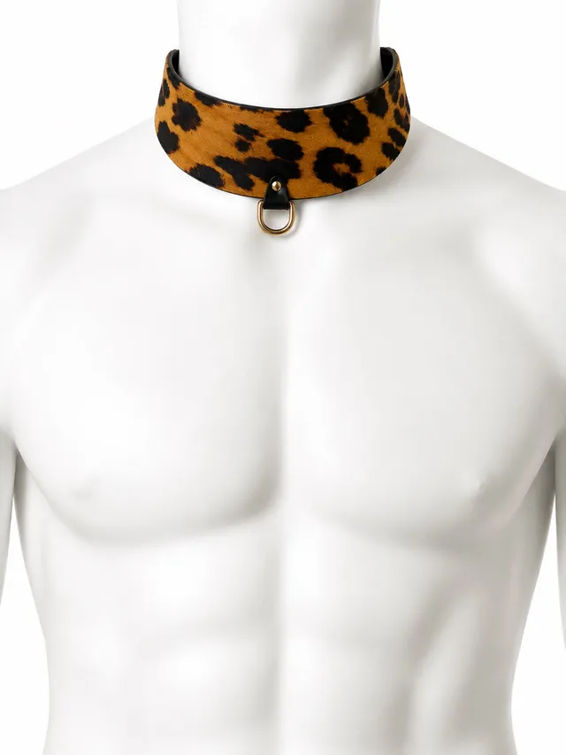 fraulein-kink-leopard-pony-hair-collar-halsband-herren image 1