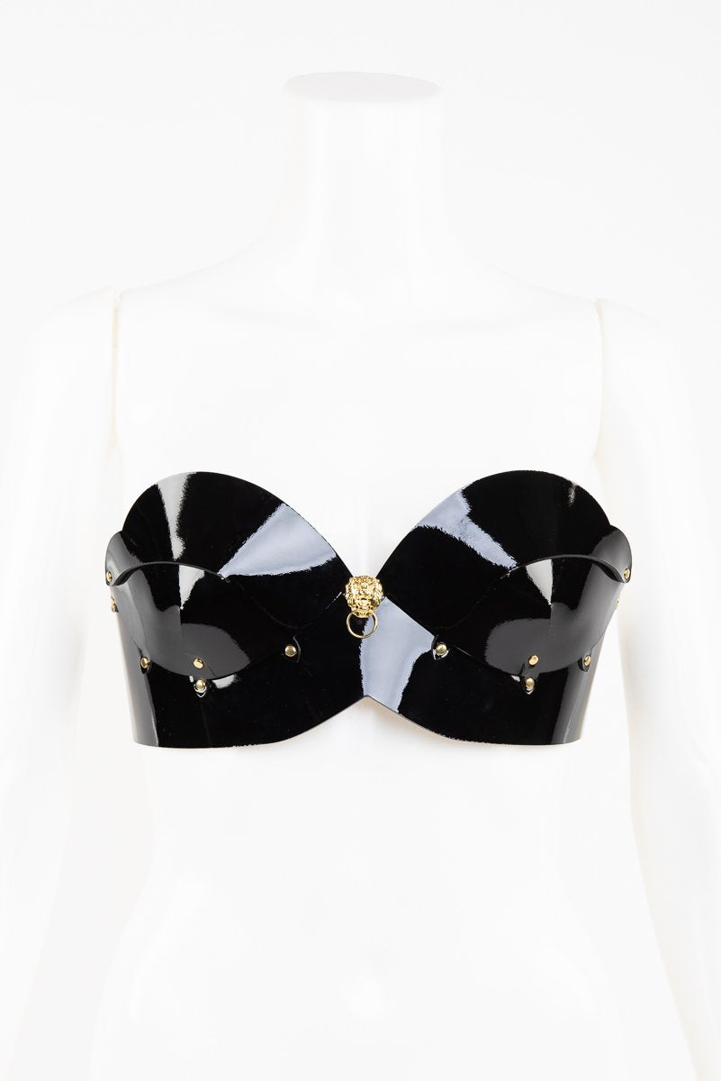 fraulein-kink-leone-bh-schwarz-lack-leder-l-wenkopf-gold image 1