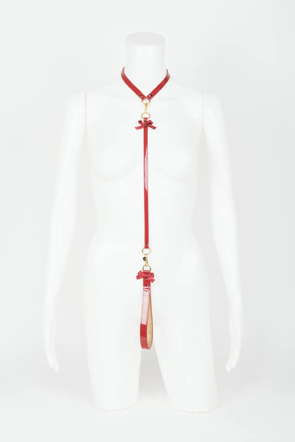 fr-ulein-kink-red-hot-lead-collar-halsband-lackleder-rot-gold image 1