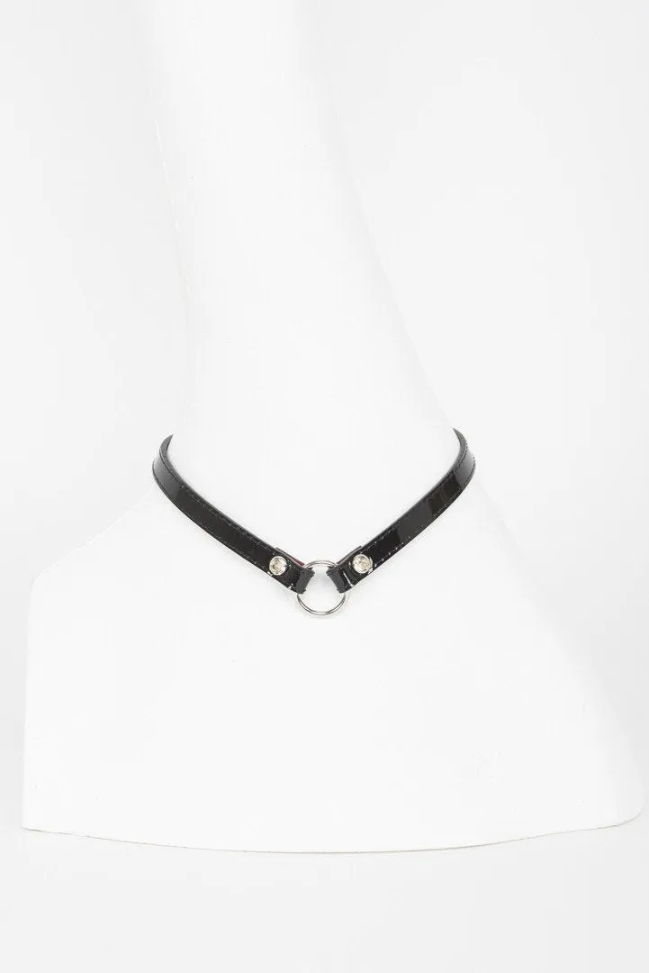 fr-ulein-kink-kiss-skinny-halsband-lack-schwarz-rot-swarovski image 1