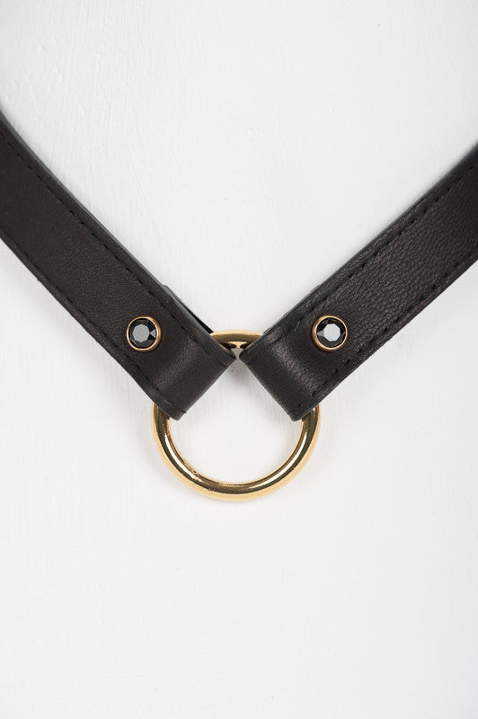 fr-ulein-kink-onyx-halsband-leder-schwarz-swarovski image 1