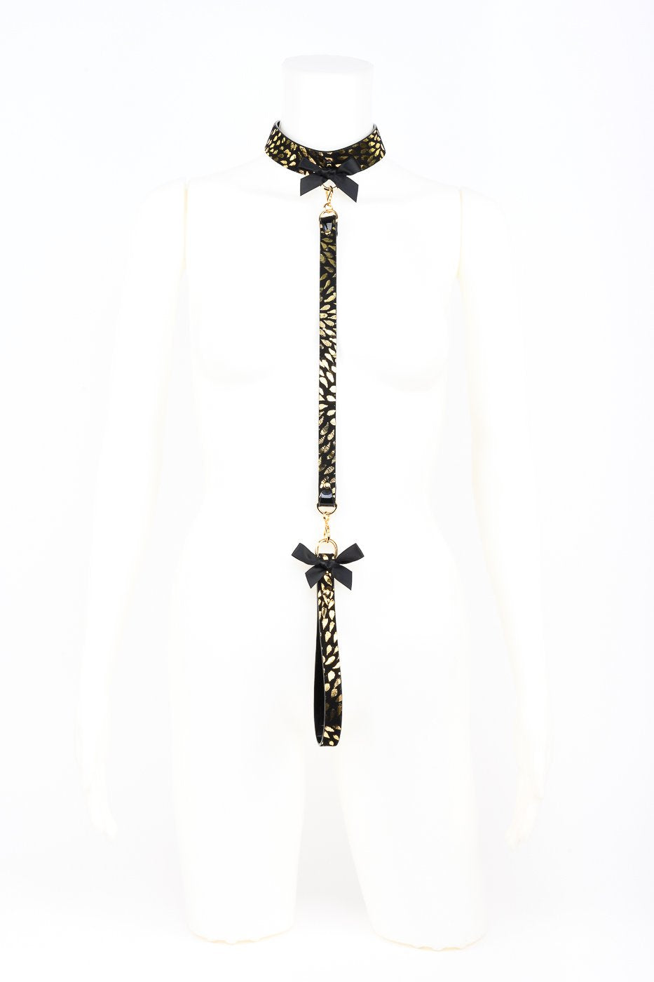 fraulein-kink-deluxe-lead-halsband-mit-leine-schwarz-gold image 1
